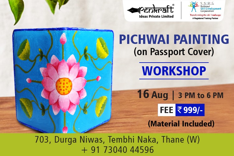 Penkraft Pichwai Painting on Passport Cover Workshop!